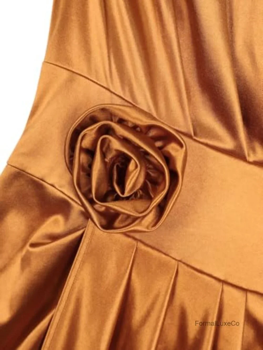 AOMEI Satin One Shoulder Midi Dress Pleated Draped Flower Evening Party